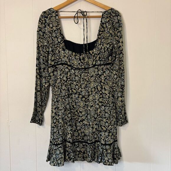 Free People Mini Dress 6/Small Boho Floral Long Sleeve Feminine Cottagecore Cute - Picture 9 of 16